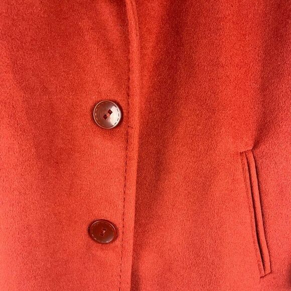 Ellen Tracy burnt orange wool angora blend 3 button coat sz 14P small side slits - Picture 13 of 13